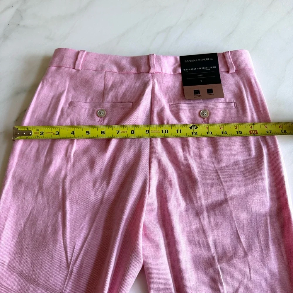 Banana Republic Avery Straight-Fit Linen-Cotton Classic Pink Sz 2